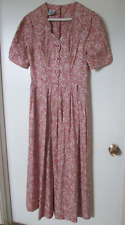 TDR20 Womens Laura Ashley PINK BEIGE Cotton FLORAL Dress flowers Size 4 or small
