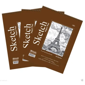 Lot of 3 Sketch Book Paper Pad 50 Sheet 6" x 8" High Quality Spiral Premium Qty - Picture 1 of 1