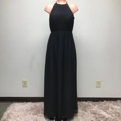 Bill Levkoff Womens Gown Dress Black Maxi Sleeveless Chiffon Bridesmaid 8 New - Image 1 of 4