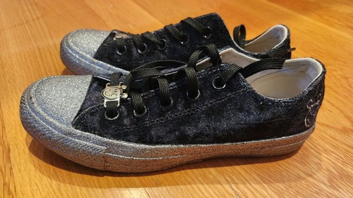 Scarpe Sneakers Converse Disney Topolino Nero Velluto Argento Glitter W6