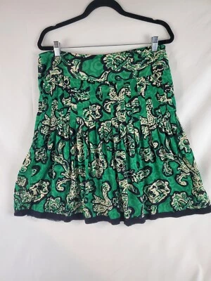 Vtg Oscar By Oscar de la Renta Green And Black Floral Skirt Size Large - Image 1 of 4