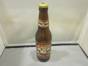 VINTAGE BRAUNE BIERFLASCHE SEEHUND BROWN ALE mit ETIKETTEN Braunglas 9" langer Hals - Bild 1 von 5