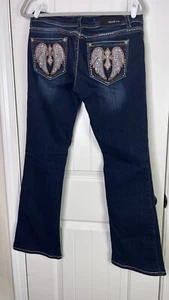 Grace in LA Women’s Jeans Size 29x30 Aztec Embroidered Wing Cross Rockabilly New - Picture 1 of 13