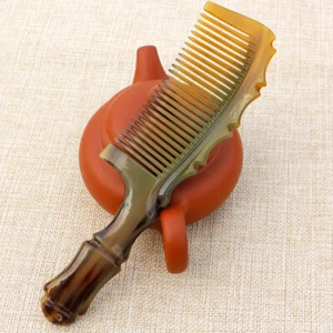 Art Carving Handmade Boutique Massage/Scalp Brush Natural Yak Horn Comb Gift Com - Picture 1 of 14