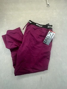 Greys Anatomy Barco Active Scrubs Womens 4 Pockets Pants Sz 3XL Wine Burgundy - Picture 1 of 12