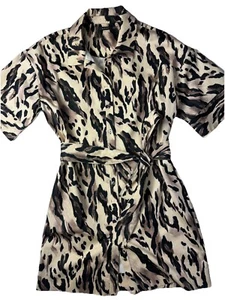 Natori Lynx Cotton Sateen Belted Shirtdress Button Down Sz M $450 - Picture 1 of 9