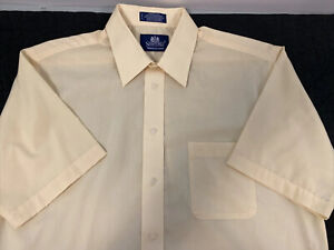  NEW WOT Stafford Dress Shirt SZ 16 Yellow Short Sleeve Broadcloth Easy Care