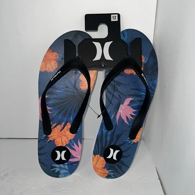 Мужские пляжные сандалии-шлепанцы Hurley цветочный размер 12 синие новые с бирками - Изображение 1 из 4