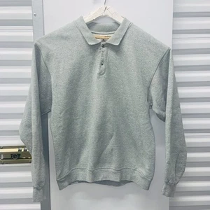 Vintage Fruit Of The Loom Long Sleeve Rugby Polo Swear Shirt Sz XL Gray - Picture 1 of 15