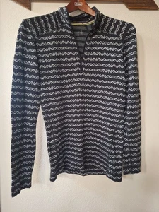 Smartwool 1/4 Zip Pullover Pulli Schwarz/Weiß Geometrisch Wolle Damen L - Bild 1 von 6