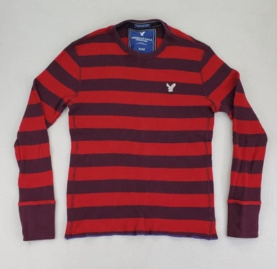 Camisa Térmica American Eagle Para Hombres M Rojo Granate Rayas Manga Larga De Colección Freddy Foto 1 de 4