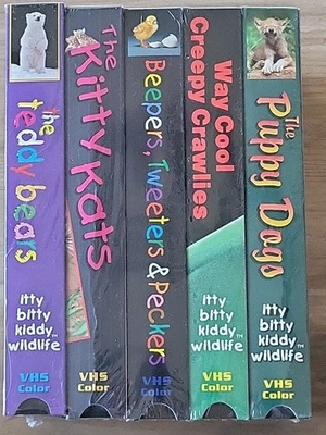 Set of 5 - Itty Bitty Kiddy Wildlife VHS 2002 Children's Educational. NEW SEALED Foto 1 de 4