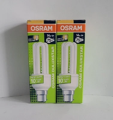 Osram Duluxstar Energy Saving Bulbs 14w Equal To 75w 2700k x2 New Boxed - Image 1 of 4