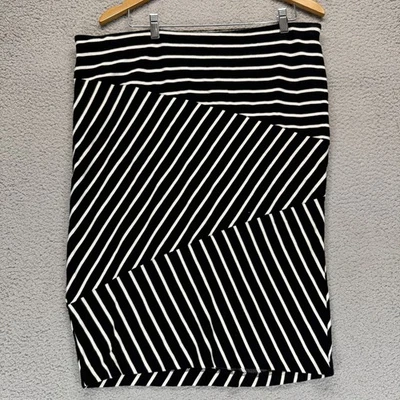 Mossimo Womens Stretch High Waist Pencil Skirt Black White Stripe Size XXL - Image 1 of 4