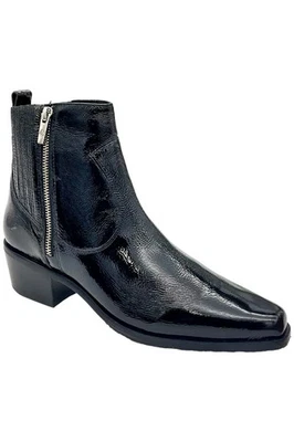 Botín de tacón Donald Pliner para mujer Marisol charol arrugado negro Foto 1 de 3