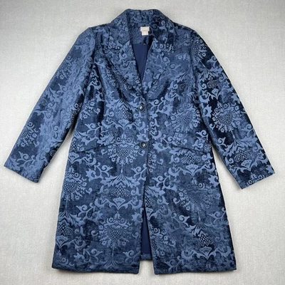 Chicos шениль Jacquard Топпер куртка женщин 0 4/6 синий гобелен цветочный выгорания - Изображение 1 из 4