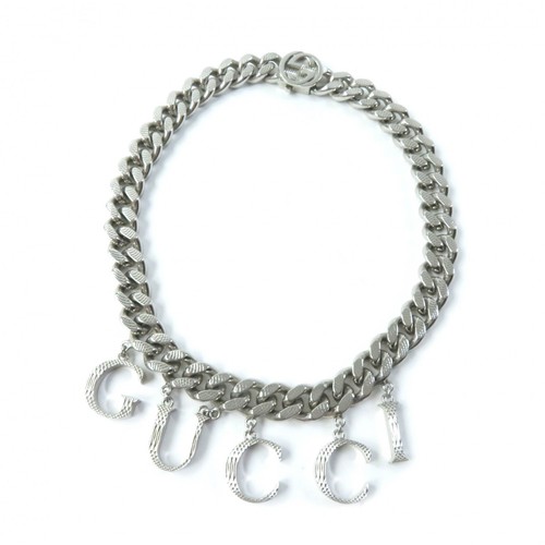 GUCCI 675769 Collana Incastro Scritta Logo Kihei Catena Girocollo Argento Donna