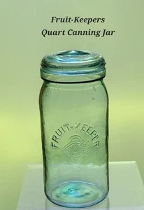 Antikes OBSTHALTER Einmachglas blau Quartdeckel ohne Bügeldraht - Bild 1 von 8