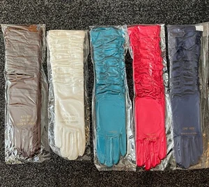 Shirred Long Satin Elbow Length Gloves Wedding Prom - G184 / 5 Pairs Any Colors - Picture 1 of 45