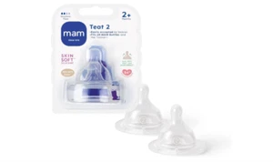 MAM Teats Size 2, Suitable for 2+ Months, MAM Medium Flow Teats with SkinSoft - Picture 1 of 6
