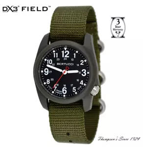 Bertucci #11026 DX3® Field™ - schwarzes Zifferblatt mit Defender Olive™ Nylonband neu in Box - Bild 1 von 2