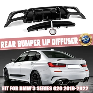 Gloss Black Rear Bumper Lip Diffuser For 19-22 BMW 3 Series G20 330i M340i Sport - Foto 1 di 12