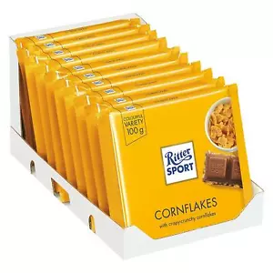 Ritter Sport With Cornflakes Milk Chocolate Bar Squares 100g (Box of 10) - Picture 1 of 2
