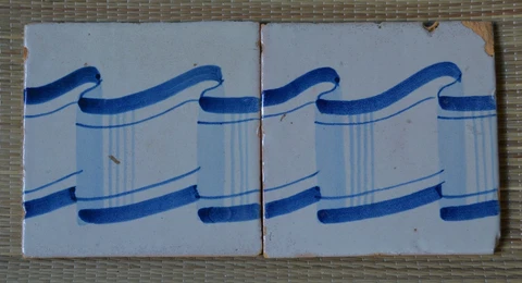 2-TILE SET ANTIQUE SPANISH - HAND PAINTED - CENTURY XVIII Cover