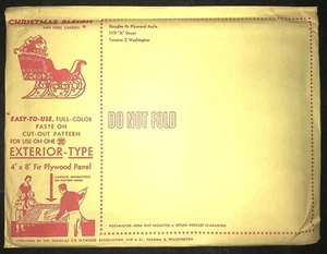 NOS anni 50 DECORAZIONE SLITTA NATALE colori motivi incollati compensato di abete Douglas - Foto 1 di 2