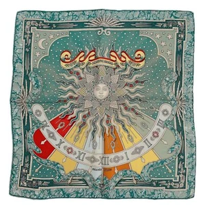 HERMES Carre 45 100% Silk Scarf "CARPE DIEM" Green used - Picture 1 of 7