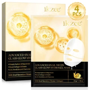 Snail Mucin Glass Glow Hydrogel Face Masks Skincare, Snail Mucin Serum Face - Picture 1 of 6