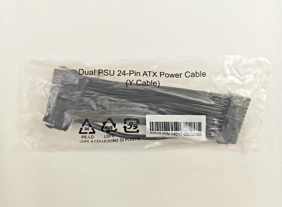 Cable de alimentación doble PSU 24 pines ATX divisor de cable en Y nuevo sellado Foto 1 de 1