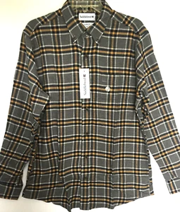 Camisa de Franela Saddlebred Mediana Botón Frontal Manga Larga Hombres Nueva con Etiquetas Nueva Gris a Cuadros - Imagen 1 de 8
