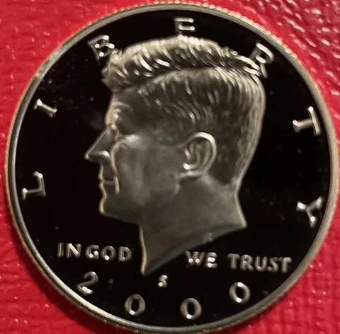 2000 S Clad PROOF Gem Cameo Kennedy Half Dollar Coin from US Proof Set Cover
