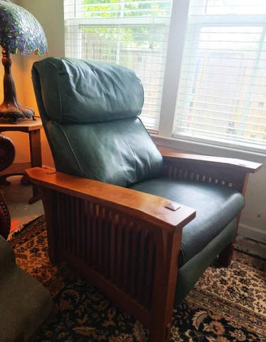 Stickley Mission Collection Bow Arm Cherry  Wood and Leather Morris Recliner Cover