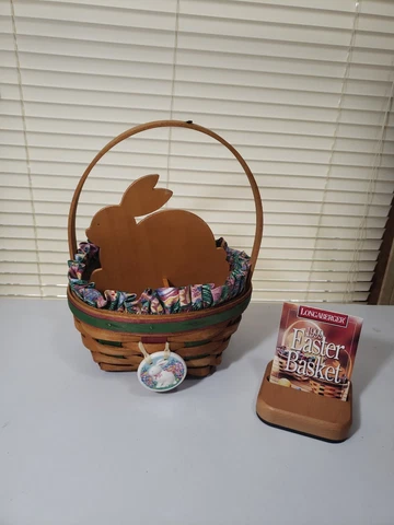 Longaberger 1999 small Easter BASKET Combo liner protector Bunny Divider Cover