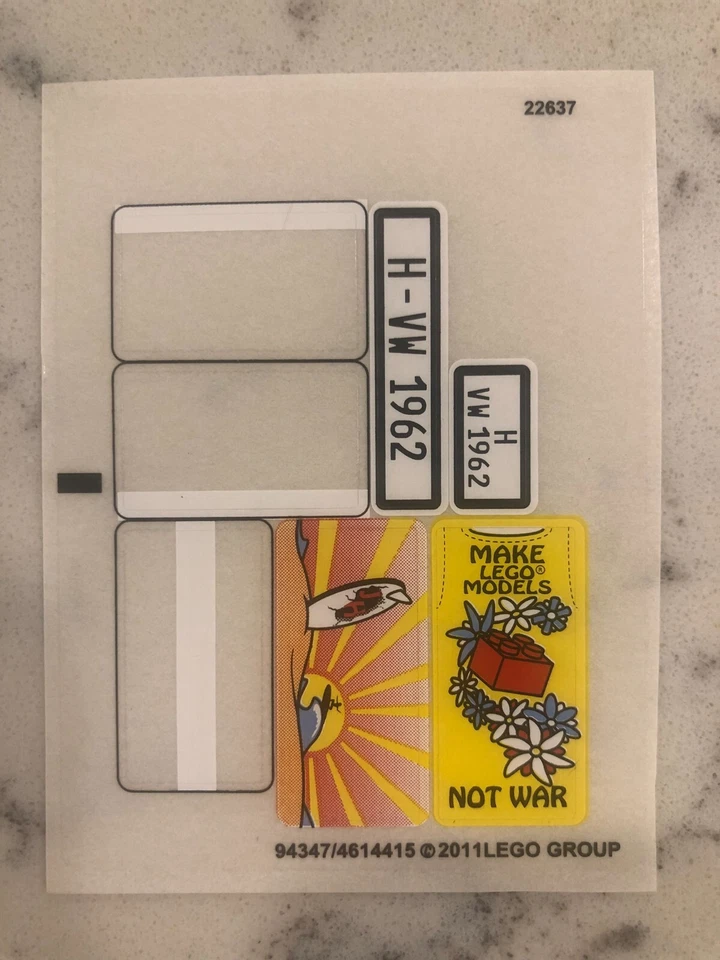 LEGO STICKER SHEET #1 for 10220 Volkswagon T1 Camper Van (VW Bus), New & Genuine - Image 1 of 1