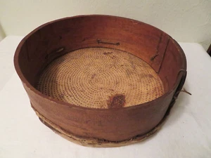 Antique Primitive Native American Wood Hide Parfleche Sifter Sieve 11.5" - Picture 1 of 10