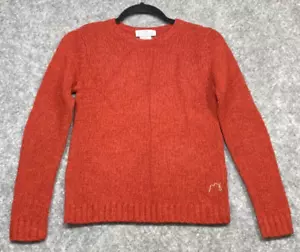 Mademoiselle Jacadi Sweater Girls XS Burnt Orange Wool Pullover Suede Patch New - Picture 1 of 12