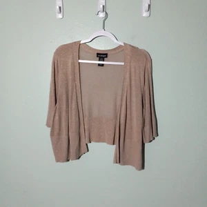 Lane Bryant Bolero Cardigan Sweater size 22 24 3X Gold Metallic Knit Shrug Party - Picture 1 of 8