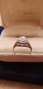 Antiker Nachlass 14k filigraner Diamant Verlobungsring 60er Jahre Größe 6  - Bild 1 von 8