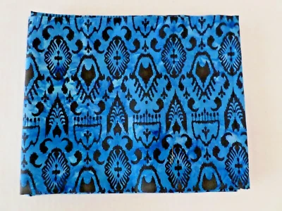 Batik Cotton Fabric - Symbols Design Black/Blue/Hints of Pink 1 7/8 Yds x 45"  - Image 1 of 2