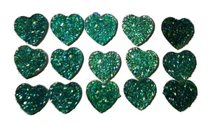 HEARTS AQUA BLUE Glitter Thumb Tacks - Set of 15 Handmade Decorative Pins SALE - Picture 1 of 4