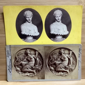 C. 1860s Stereoviews Of Bust Of Antonia/Clytie & Relieve Placa De Salacia - Imagen 1 de 6