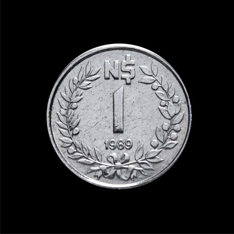 Uruguay 1989 N$ 1 KM # 95 the smallest uruguayan coin BU only 500,000 minted Cover