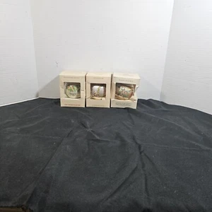 Hallmark Vintage Lot 3 Christmas Ornaments Balls Glass Satin 1979 81 And 82 - Picture 1 of 20