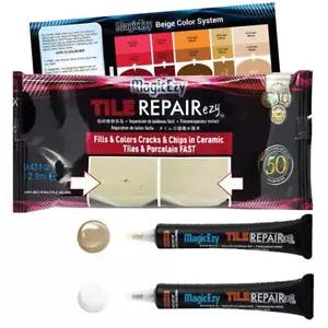 Tile Repairezy - (Beige/White Kit) Ceramic Floor Tile Repair Kit - Super Stro... - Picture 1 of 6