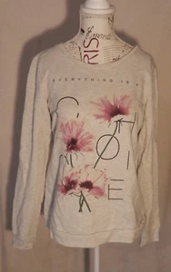 Mädchen warmes Sweatshirt Gr. S Hellgrau Blume Pimkie Pulower - Bild 1 von 2