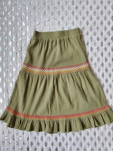 Gymboree army Green Maxu Skirt Embroidered  Sz 6 - Picture 1 of 5