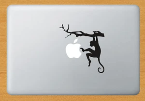 CURIOUS MONKEY Funny Vinyl Sticker Decal Decor Laptop Mac Apple Macbook Black - Picture 1 of 2